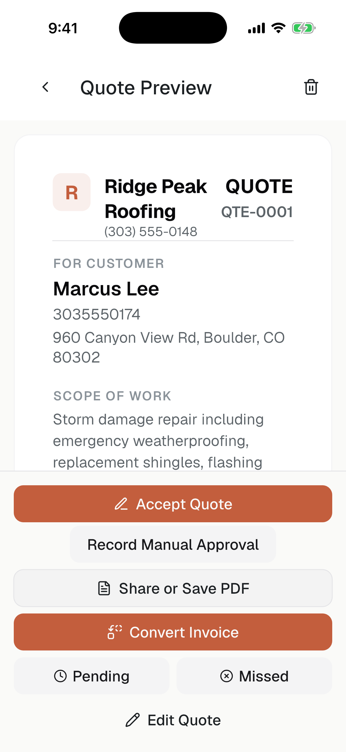 Ridge — A professional finish.