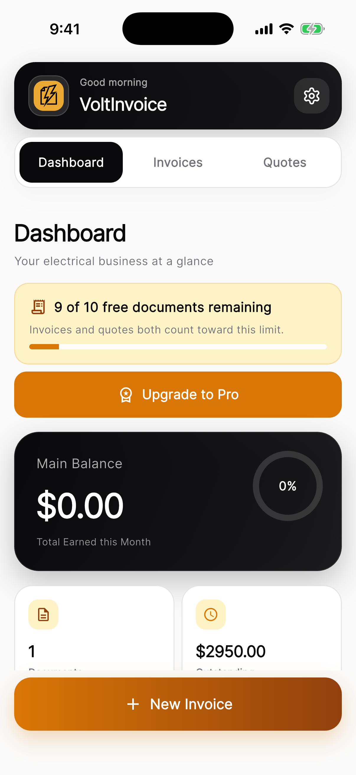 VoltInvoice — Keep every job in sight.